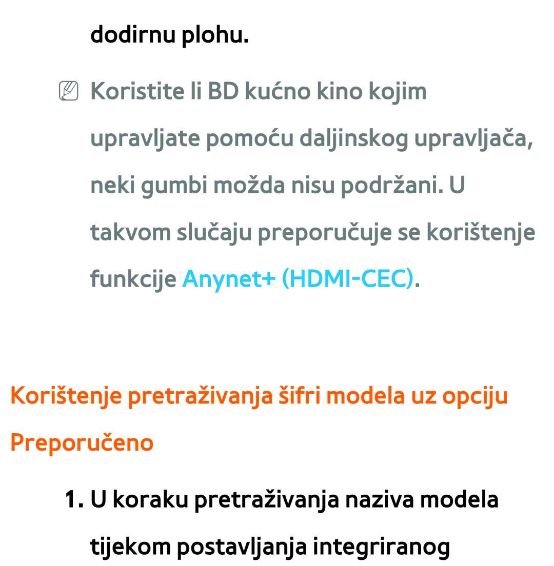 Samsung UE40ES8000SXXH, UE55ES8000SXXH, UE55ES7000SXXH manual Korištenje pretraživanja šifri modela uz opciju Preporučeno 