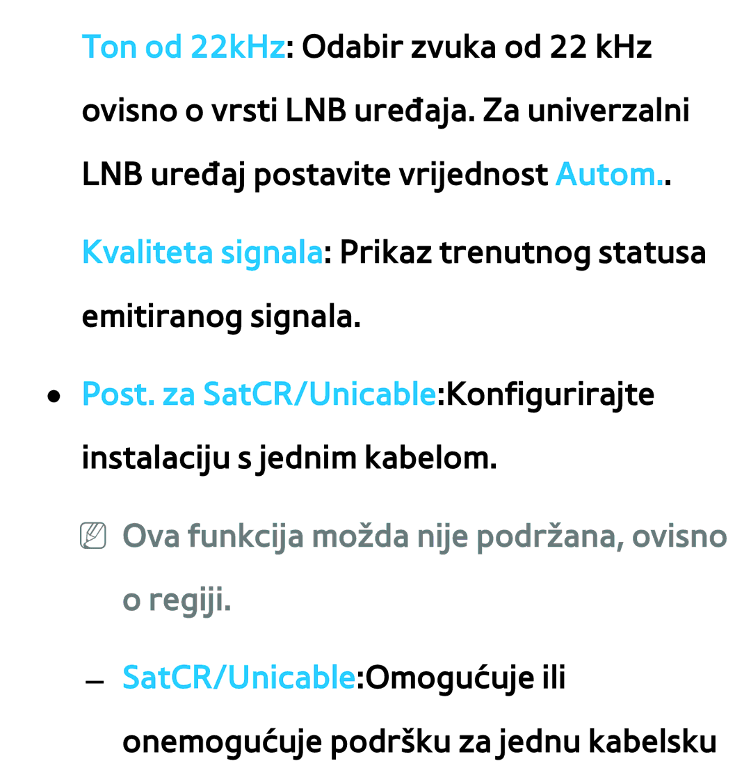 Samsung UE55ES7000SXXH, UE55ES8000SXXH, UE46ES8000SXXH, UE46ES7000SXXH NN Ova funkcija možda nije podržana, ovisno o regiji 