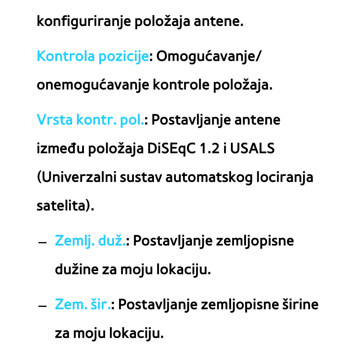 Samsung UE46ES7000SXXH, UE55ES8000SXXH, UE55ES7000SXXH, UE46ES8000SXXH, UE65ES8000SXXH manual Konfiguriranje položaja antene 