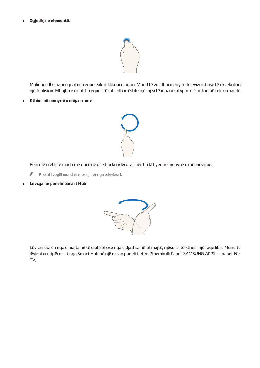 Samsung UE40H7000STXXH, UE55H6410SSXXH, UE48H6200AWXXH manual Kthimi në menynë e mëparshme, Lëvizja në panelin Smart Hub 