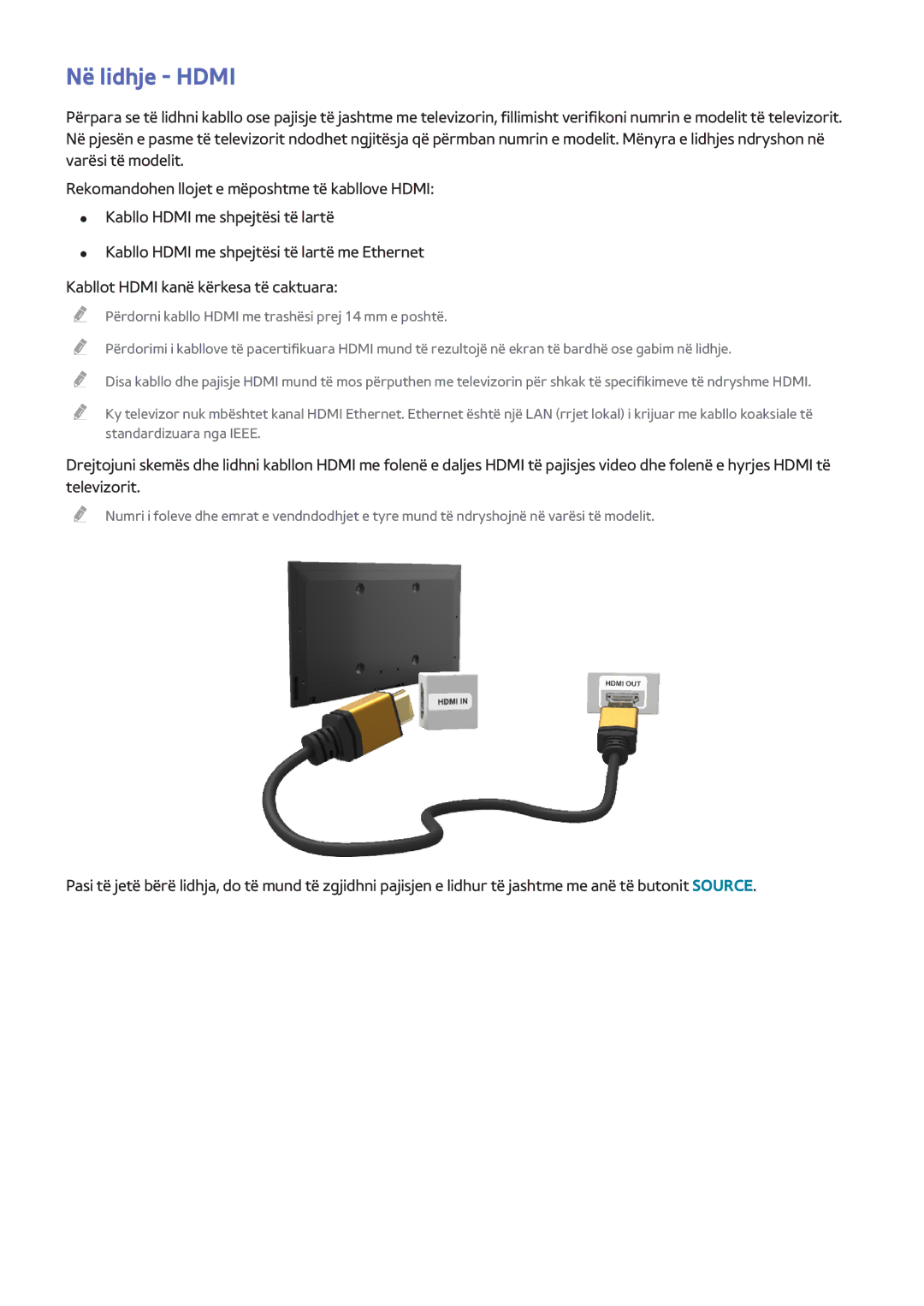 Samsung UE50H6400AKXXH, UE55H6410SSXXH, UE48H6200AWXXH, UE48H6670SLXXH, UE48H6800AWXXH, UE55H6200AWXXH manual Në lidhje Hdmi 