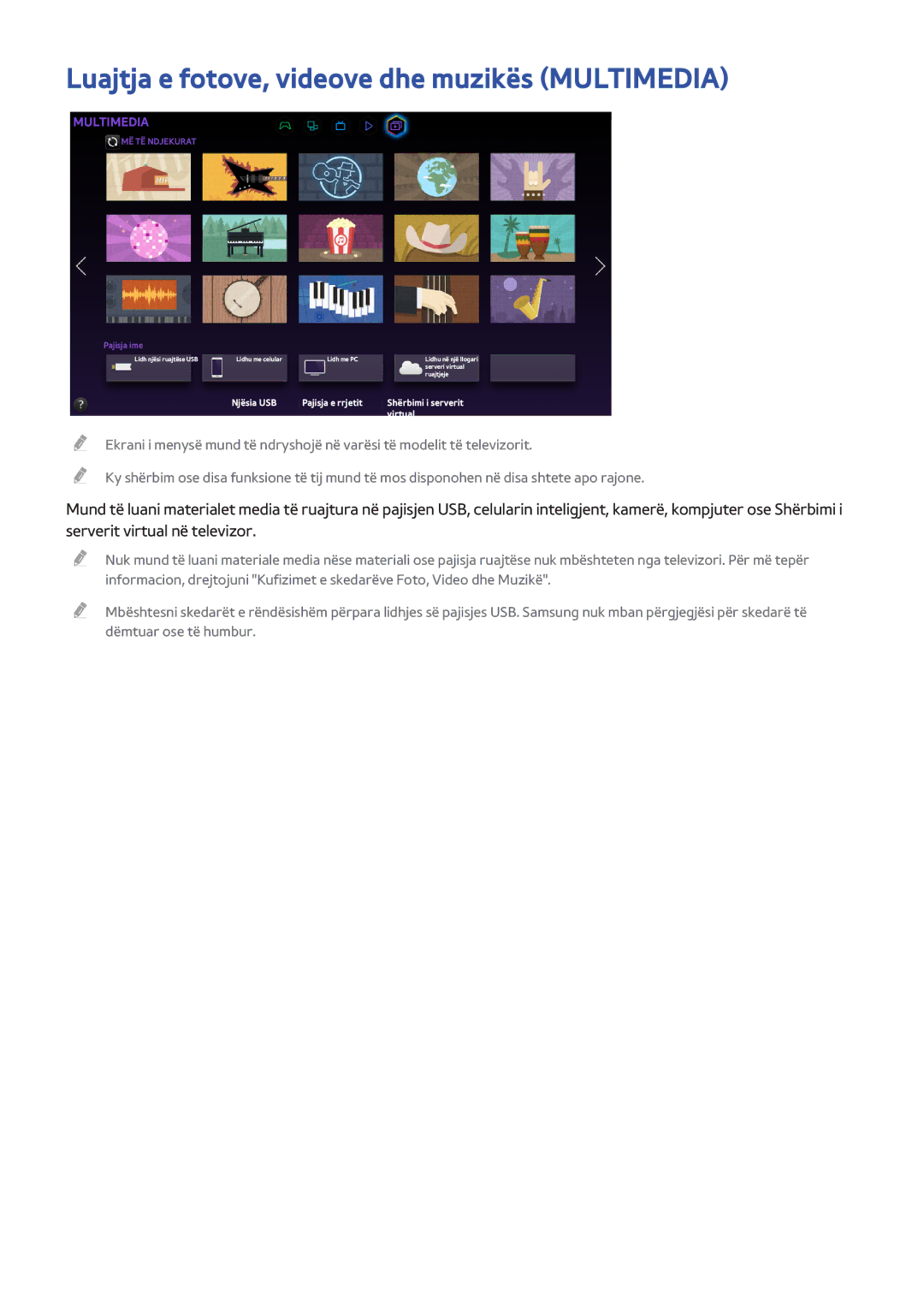 Samsung UE55H6670STXXH, UE55H6410SSXXH, UE48H6200AWXXH, UE48H6670SLXXH manual Luajtja e fotove, videove dhe muzikës Multimedia 