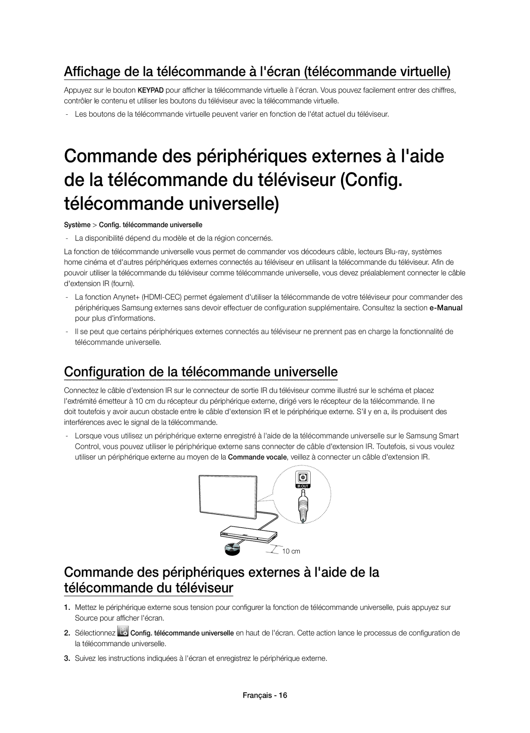 Samsung UE40H6410SSXZG, UE55H6410SSXXH, UE48H6410SSXZG manual Affichage de la télécommande à lécran télécommande virtuelle 