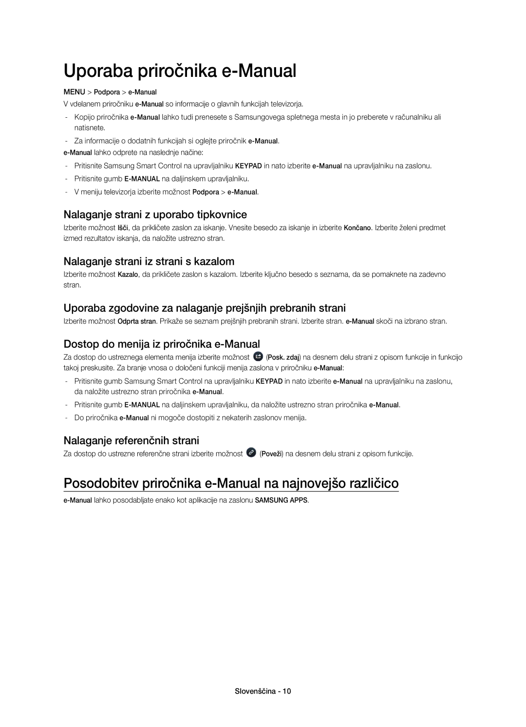 Samsung UE48H6410SSXXC manual Uporaba priročnika e-Manual, Posodobitev priročnika e-Manual na najnovejšo različico 