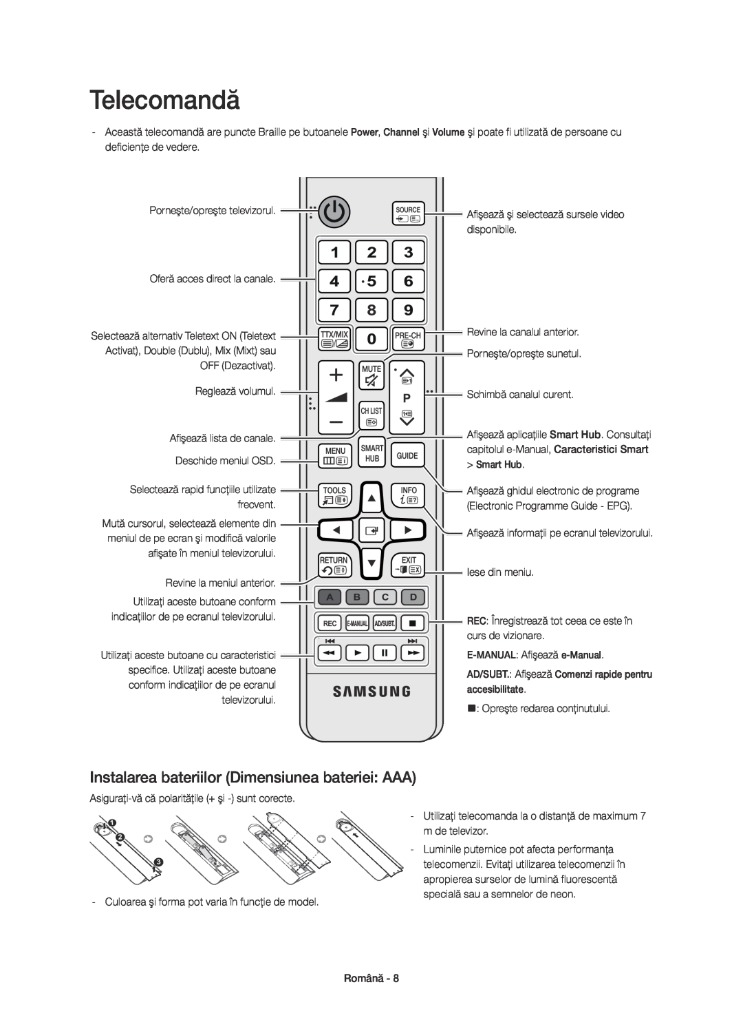 Samsung UE32H6410SSXXN manual Smart Hub, conform indicaţiilor de pe ecranul televizorului, Opreşte redarea conţinutului 