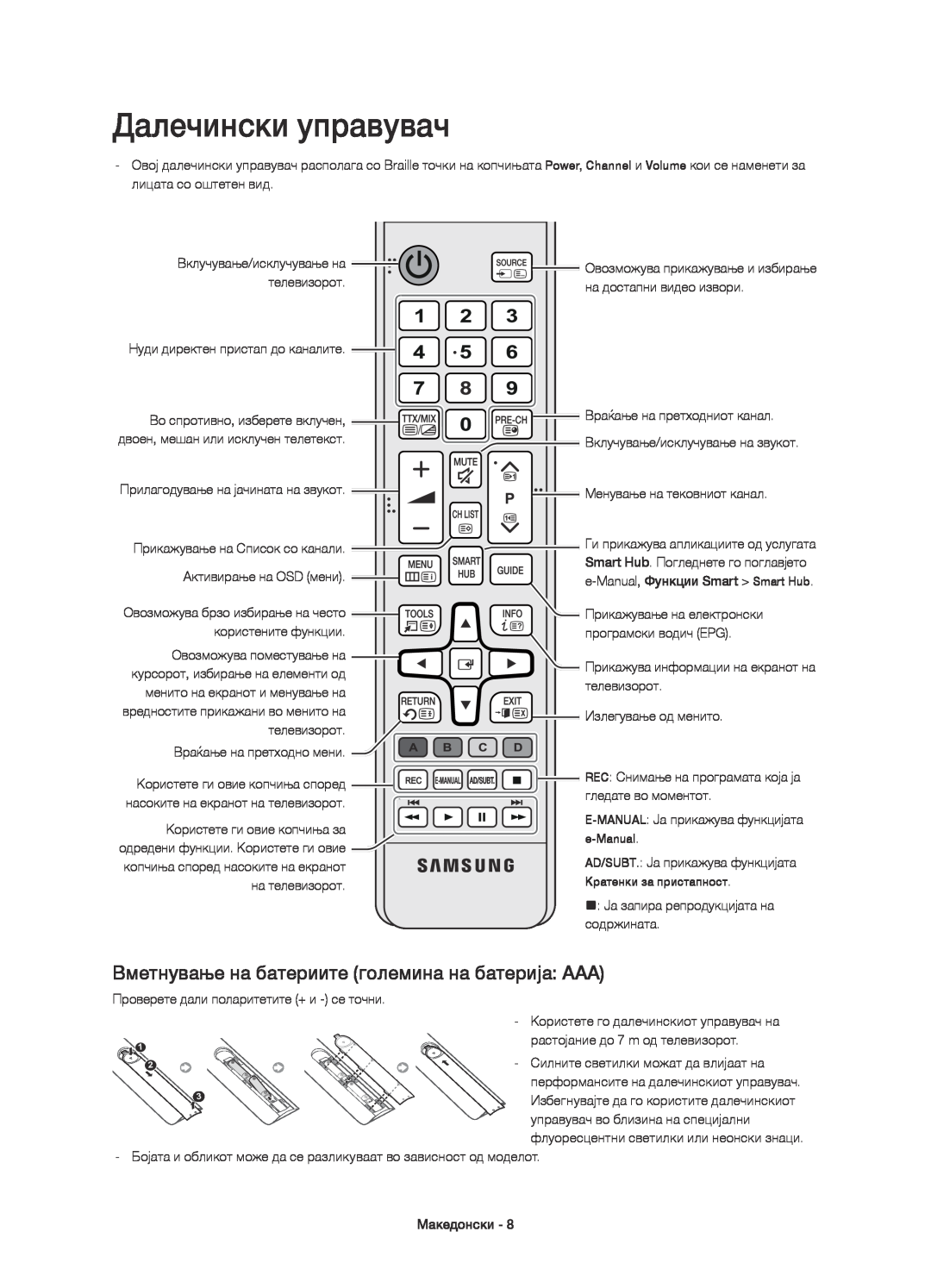 Samsung UE55H6410SSXXH, UE48H6410SSXZG manual Силните светилки можат да влијаат на, e-Manual, Кратенки за пристапност 
