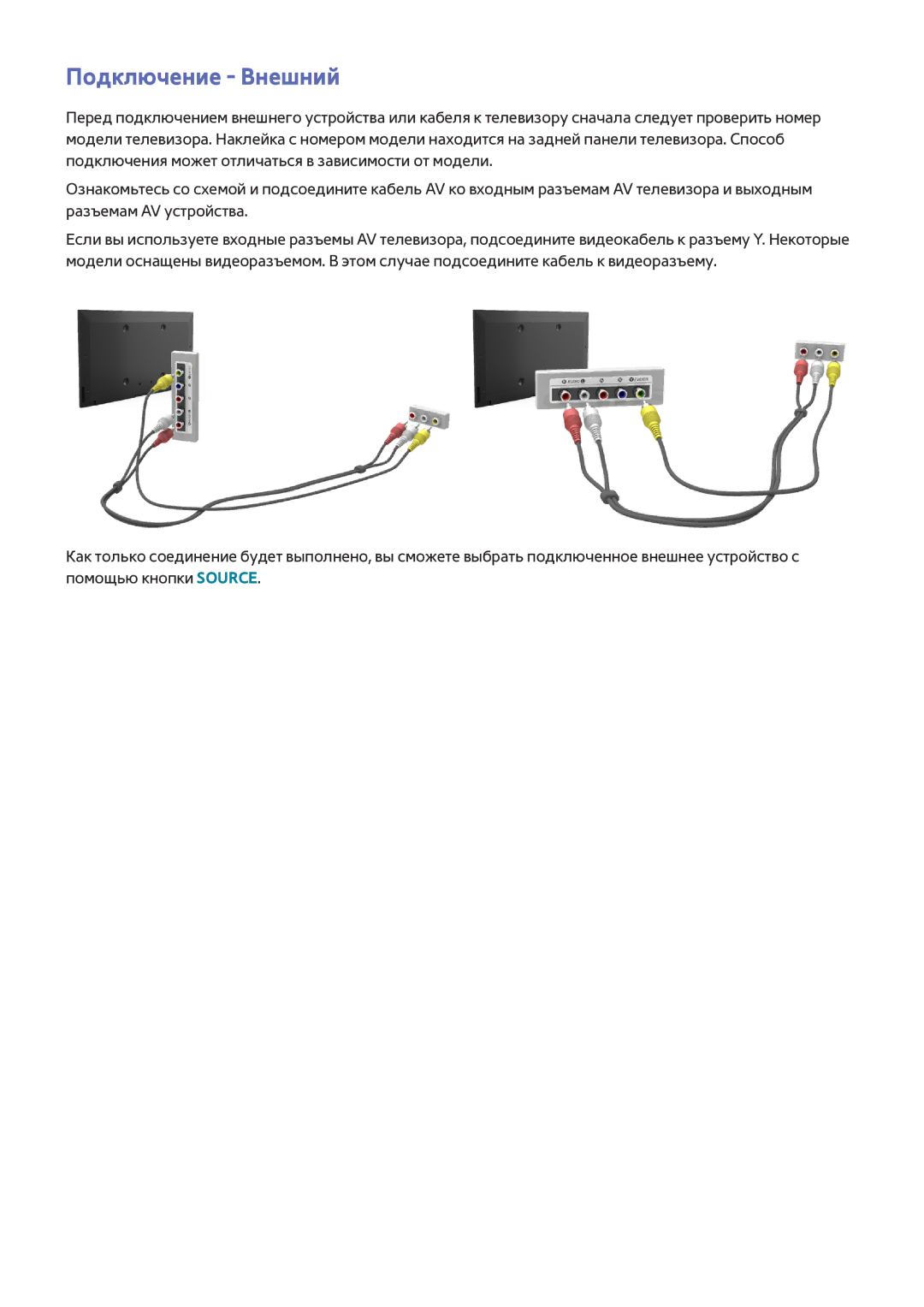 Samsung UE40H6500STXXH, UE55H6410SSXXH, UE55H6290SSXZG, UE48H6470SSXZG, UE48H6890SSXZG, UE48H6290SSXZG Подключение Внешний 