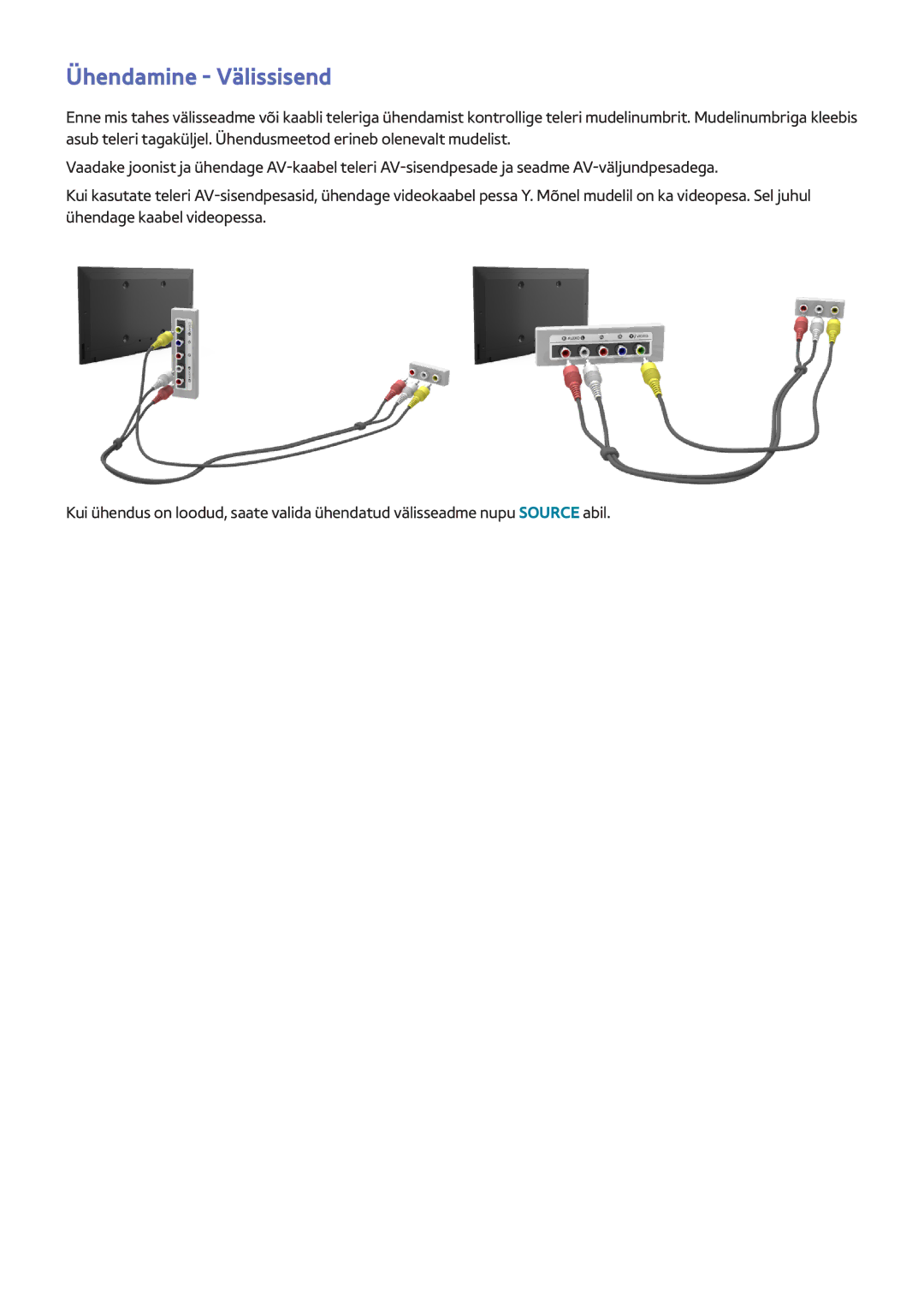 Samsung UE40H6500STXXH, UE55H6410SSXXH, UE55H6290SSXZG, UE48H6470SSXZG, UE48H6890SSXZG, UE48H6290SSXZG Ühendamine Välissisend 