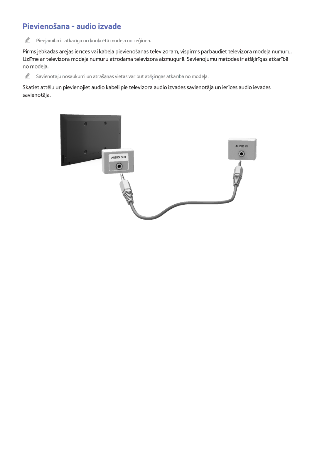 Samsung UE32H6400AKXXH, UE55H6410SSXXH, UE55H6290SSXZG, UE48H6470SSXZG, UE48H6890SSXZG manual Pievienošana audio izvade 