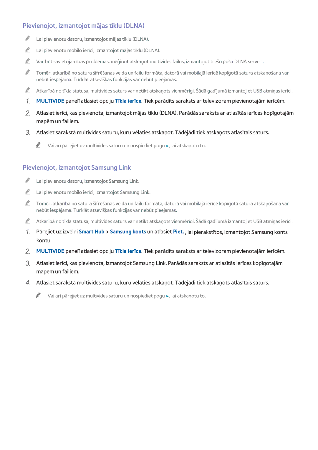 Samsung UE55H6650STXXH, UE55H6410SSXXH manual Pievienojot, izmantojot mājas tīklu Dlna, Pievienojot, izmantojot Samsung Link 