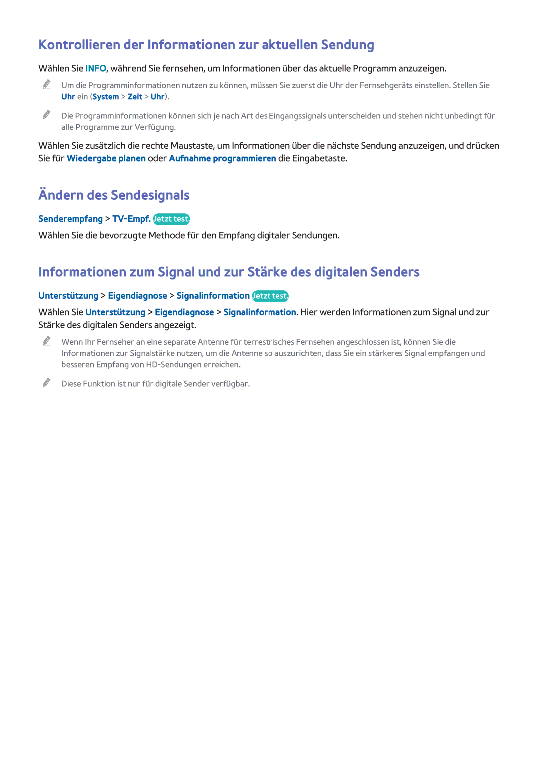 Samsung UE40H6500SLXXH, UE55H6410SSXXH manual Kontrollieren der Informationen zur aktuellen Sendung, Ändern des Sendesignals 