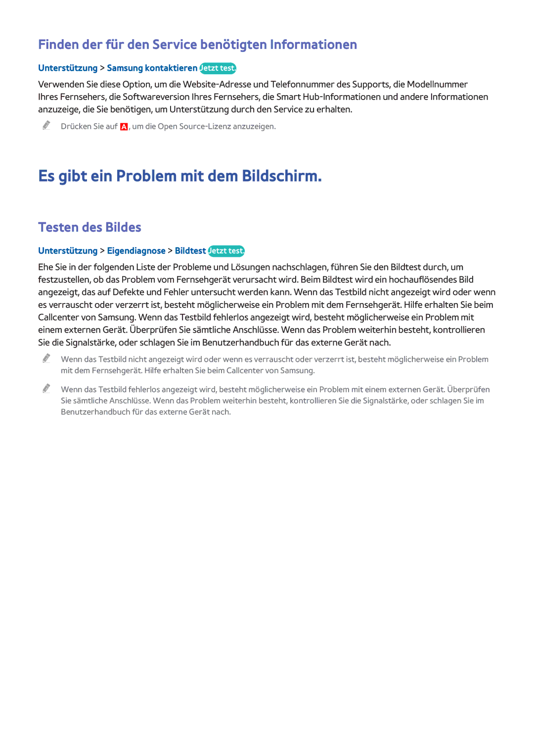 Samsung UE55H6410SSXZG manual Es gibt ein Problem mit dem Bildschirm, Finden der für den Service benötigten Informationen 