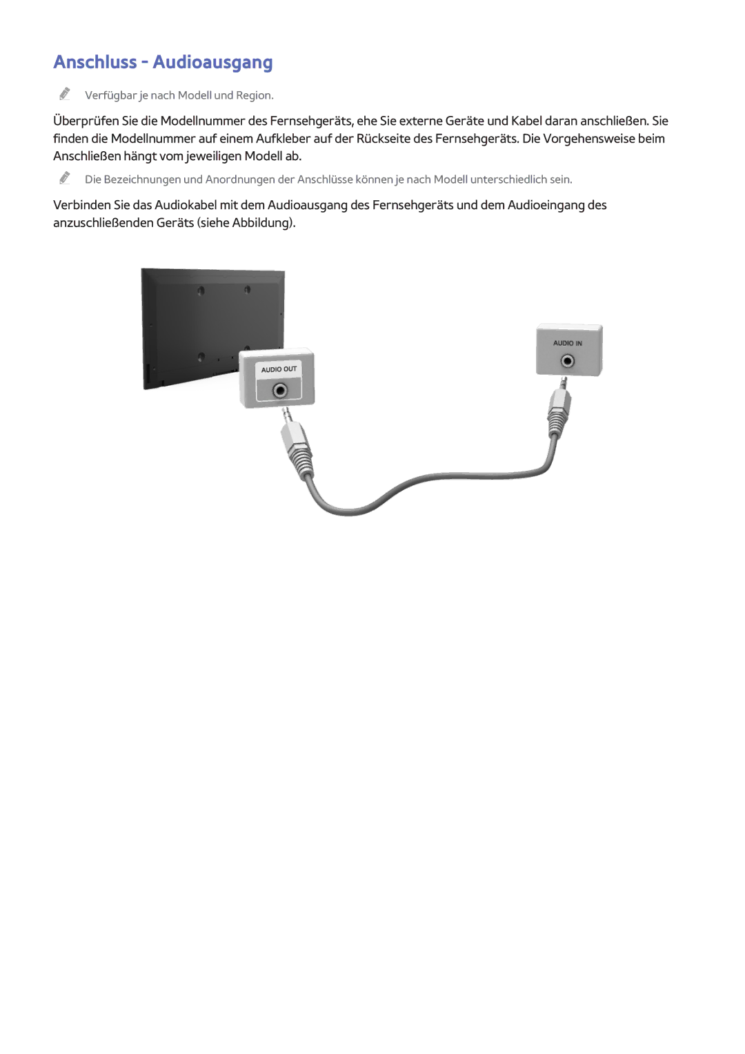 Samsung UE40H5510SSXZG, UE55H6410SSXXH, UE55H6290SSXZG, UE55H6850AWXXH, UE48H5510SSXZG, UE48H6200AWXXH Anschluss Audioausgang 