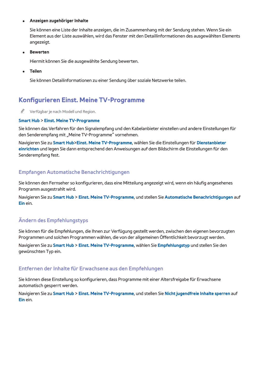 Samsung UE55H6870SSXZG, UE55H6410SSXXH Konfigurieren Einst. Meine TV-Programme, Empfangen Automatische Benachrichtigungen 