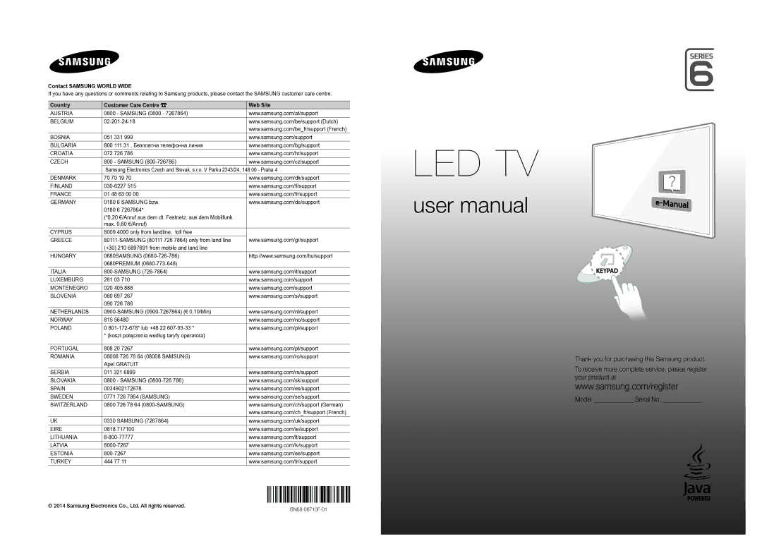 Samsung UE55H6850AYXZT manual Led Tv 