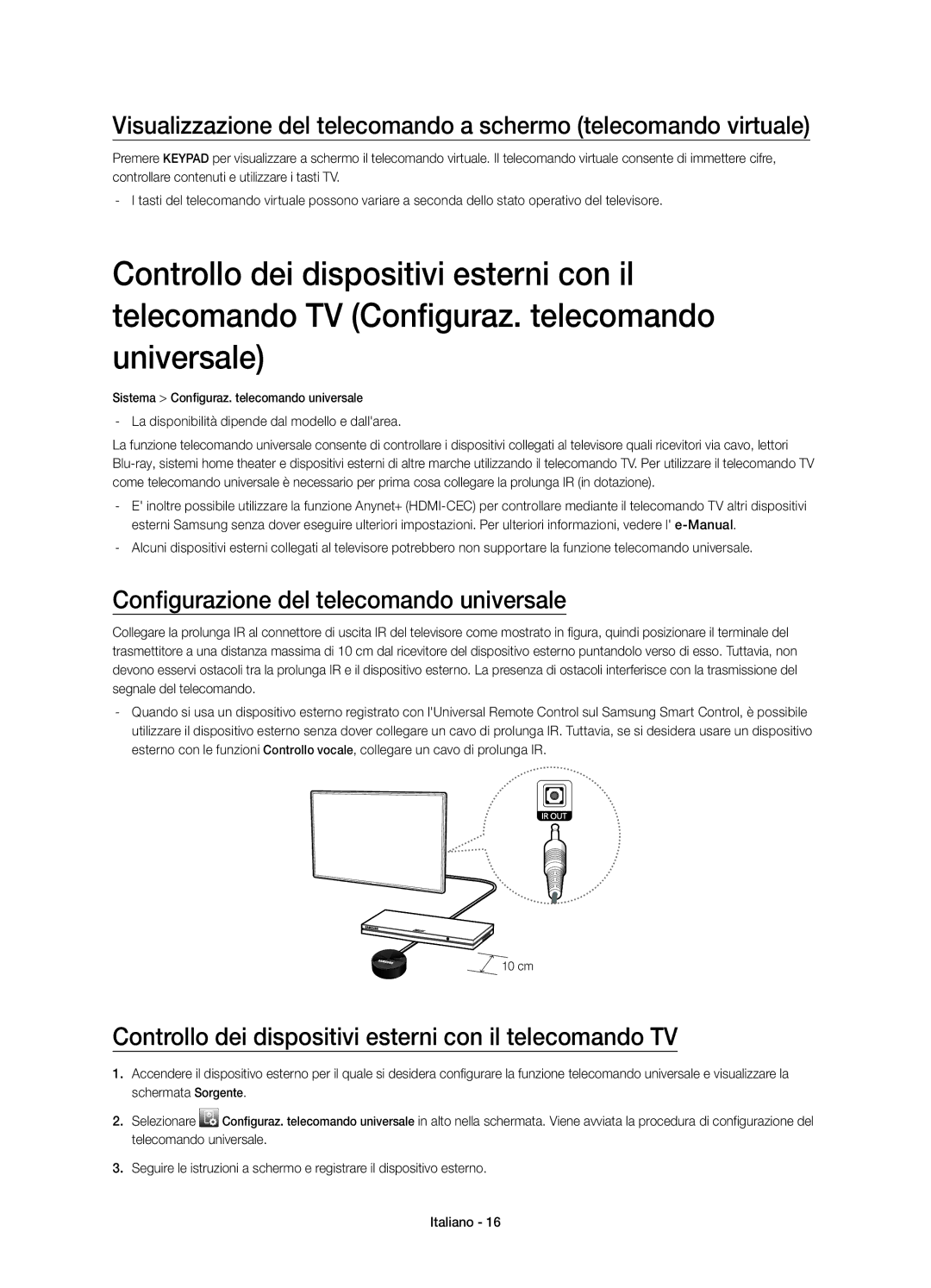 Samsung UE55H6850AYXZT Configurazione del telecomando universale, Controllo dei dispositivi esterni con il telecomando TV 