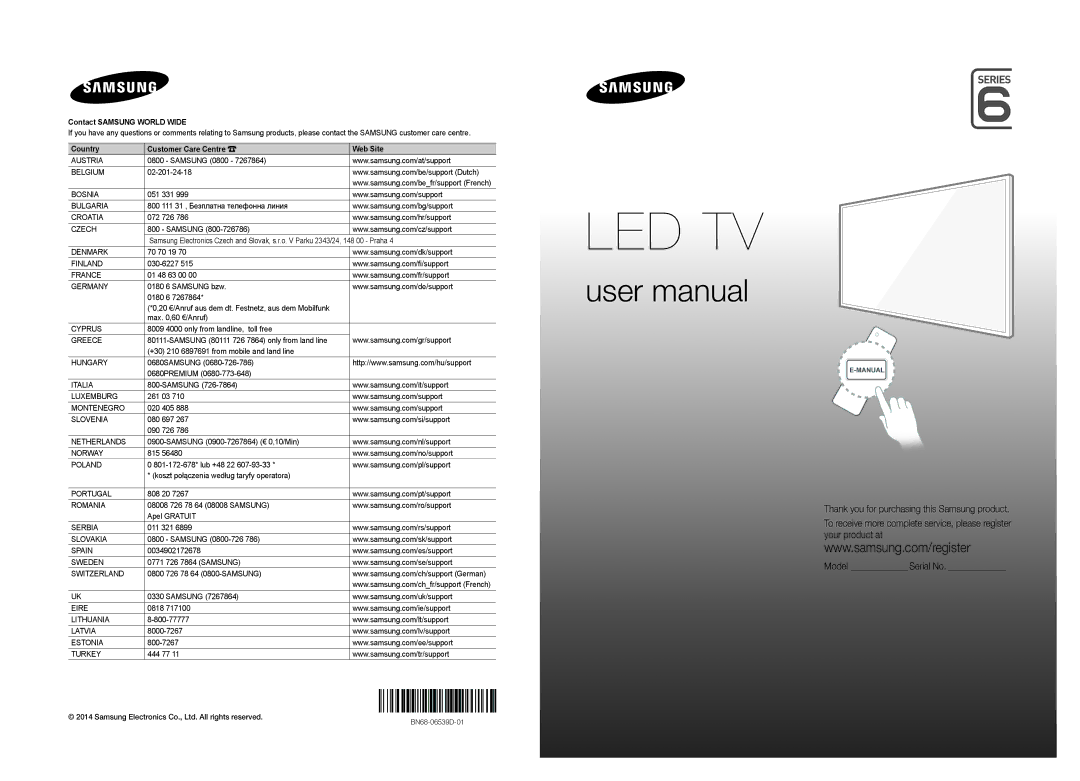 Samsung UE48H6870SSXZG, UE55H6870SSXZG manual Led Tv 