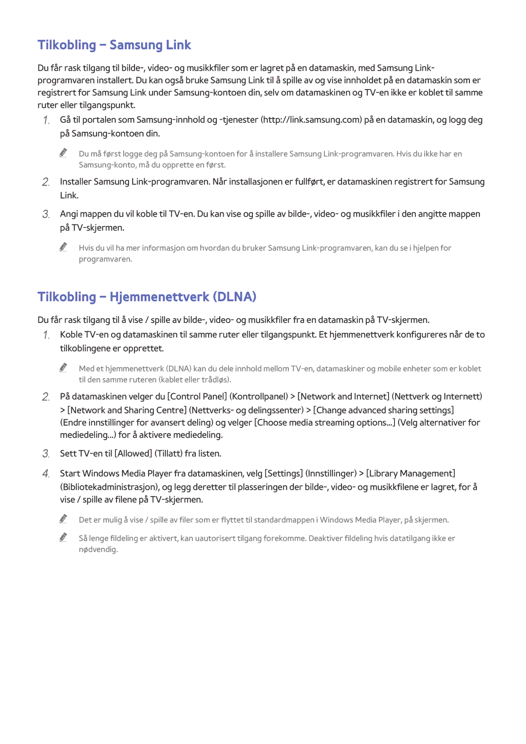 Samsung UE55H6875SUXXE, UE48H6895SUXXE, UE55H6895SUXXE manual Tilkobling Samsung Link, Tilkobling Hjemmenettverk Dlna 