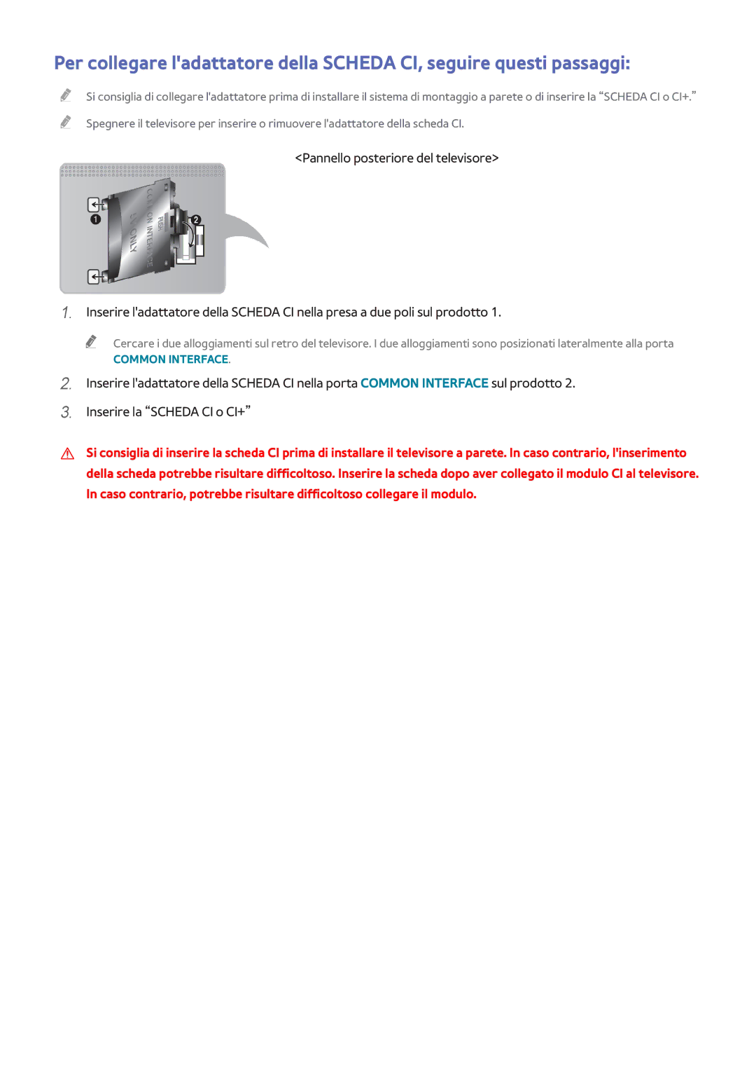 Samsung UE65H8000SZXZT, UE55H8000SLXXH, UE48H8000SLXXH, UE55H8000SZXZT, UE65H8000STXXH, UE65H8000SLXXN manual Common Interface 