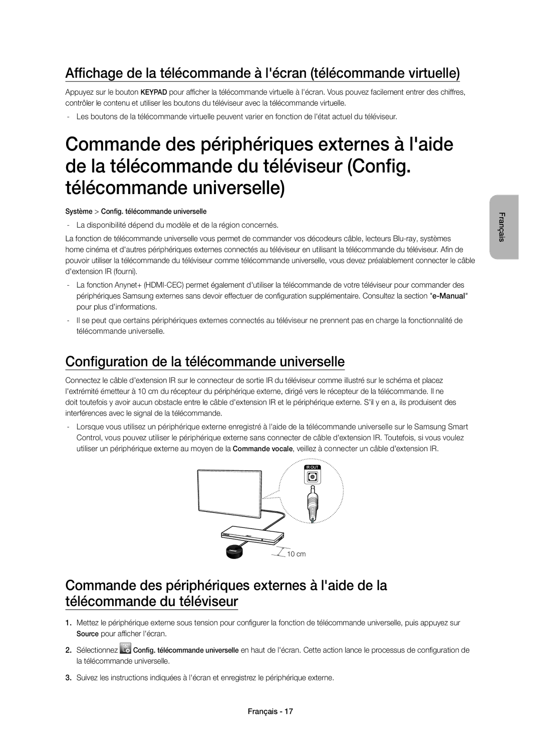 Samsung UE55HU6900SXZG, UE55HU6900SXTK, UE50HU6900SXZG manual Affichage de la télécommande à lécran télécommande virtuelle 