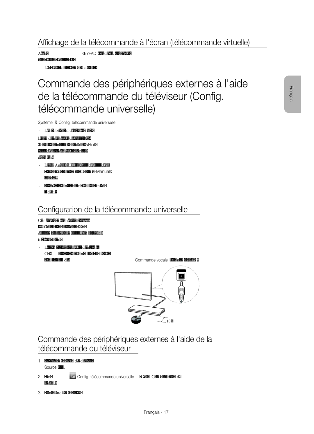 Samsung UE40HU6900SXXC, UE55HU6900SXXC, UE50HU6900SXXC manual Affichage de la télécommande à lécran télécommande virtuelle 