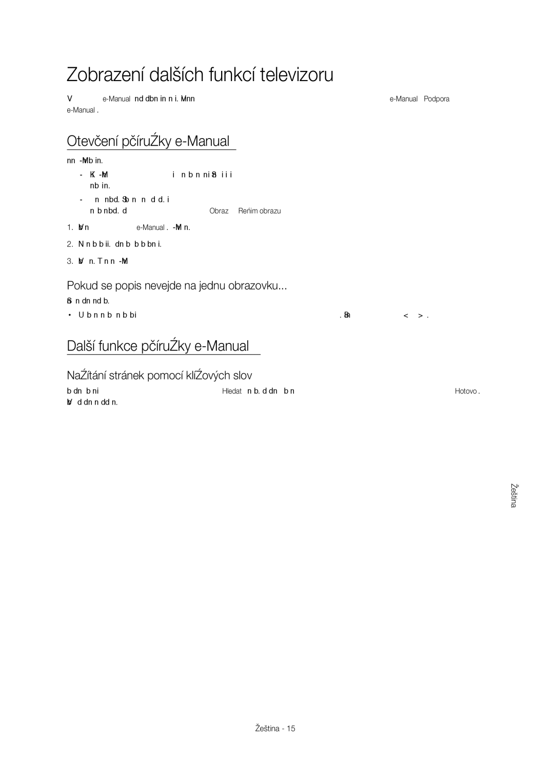 Samsung UE65HU7100SXZF Zobrazení dalších funkcí televizoru, Otevření příručky e-Manual, Další funkce příručky e-Manual 