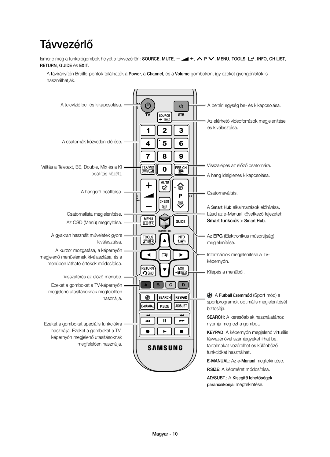 Samsung UE65HU7100SXXC manual Beltéri egység be- és kikapcsolása, Az elérhető videoforrások megjelenítése, És kiválasztása 