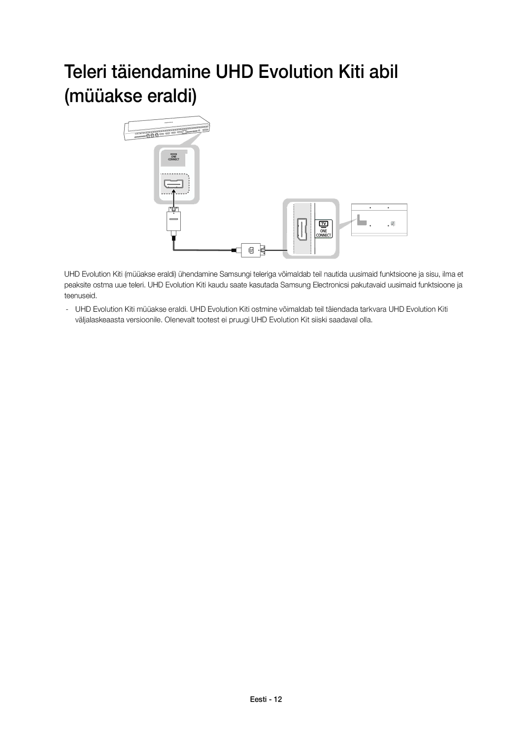 Samsung UE55HU7100SXZG, UE55HU7100SXXC, UE65HU7100SXZG manual Teleri täiendamine UHD Evolution Kiti abil müüakse eraldi 