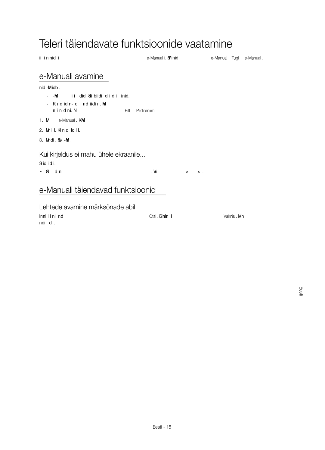 Samsung UE65HU7100SXZF manual Teleri täiendavate funktsioonide vaatamine, Manuali avamine, Manuali täiendavad funktsioonid 