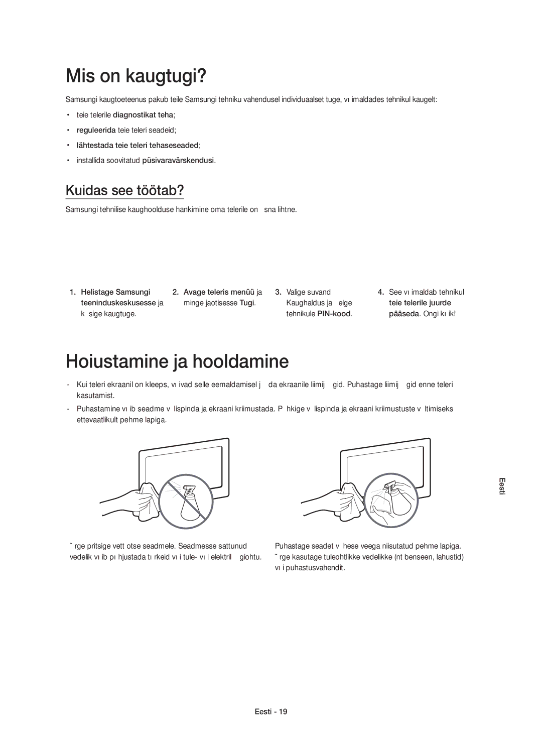 Samsung UE55HU7100UXXH, UE55HU7100SXZG, UE55HU7100SXXC manual Mis on kaugtugi?, Hoiustamine ja hooldamine, Kuidas see töötab? 