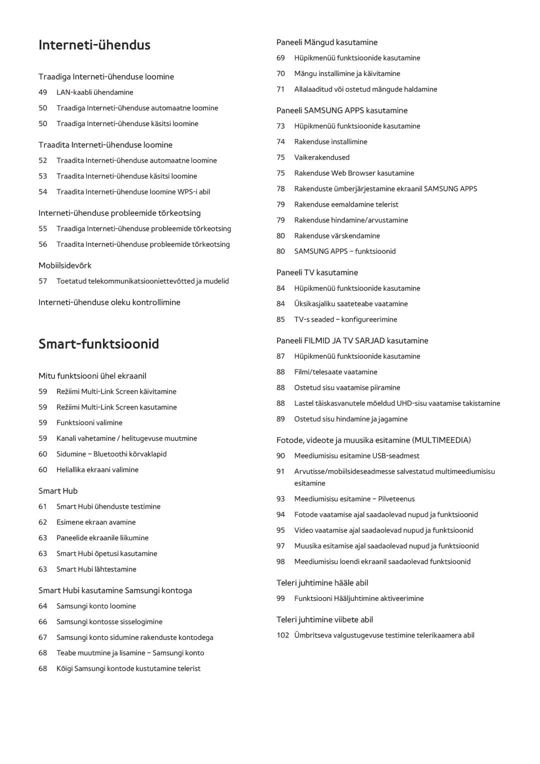 Samsung UE55HU6900SXZG, UE55HU7200SXXH, UE65HU7200SXZG, UE65HU7200SXXH, UE55HU7500TXXH, UE55HU8500TXXH manual Interneti-ühendus 
