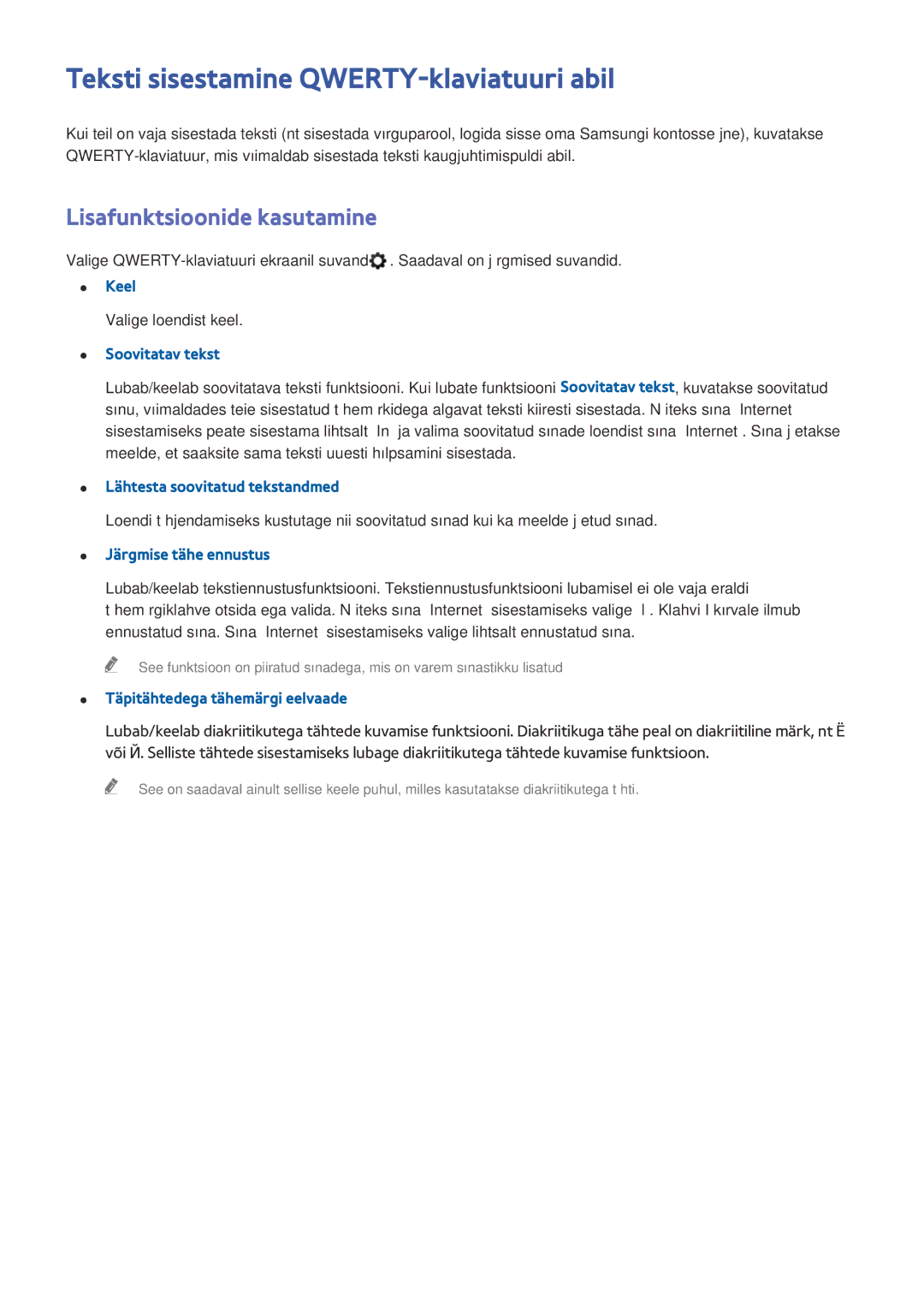 Samsung UE55HU7200SXXH, UE65HU7200SXZG manual Teksti sisestamine QWERTY-klaviatuuri abil, Lisafunktsioonide kasutamine 