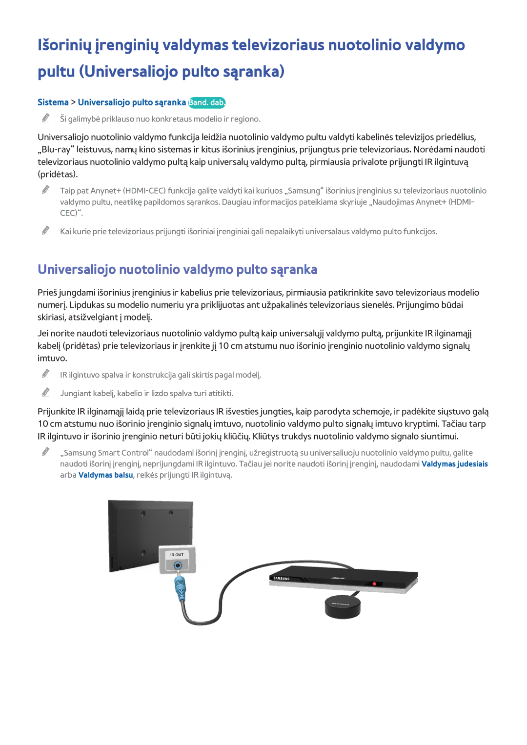 Samsung UE55HU6900UXXH manual Universaliojo nuotolinio valdymo pulto sąranka, Sistema Universaliojo pulto sąranka Band. dab 