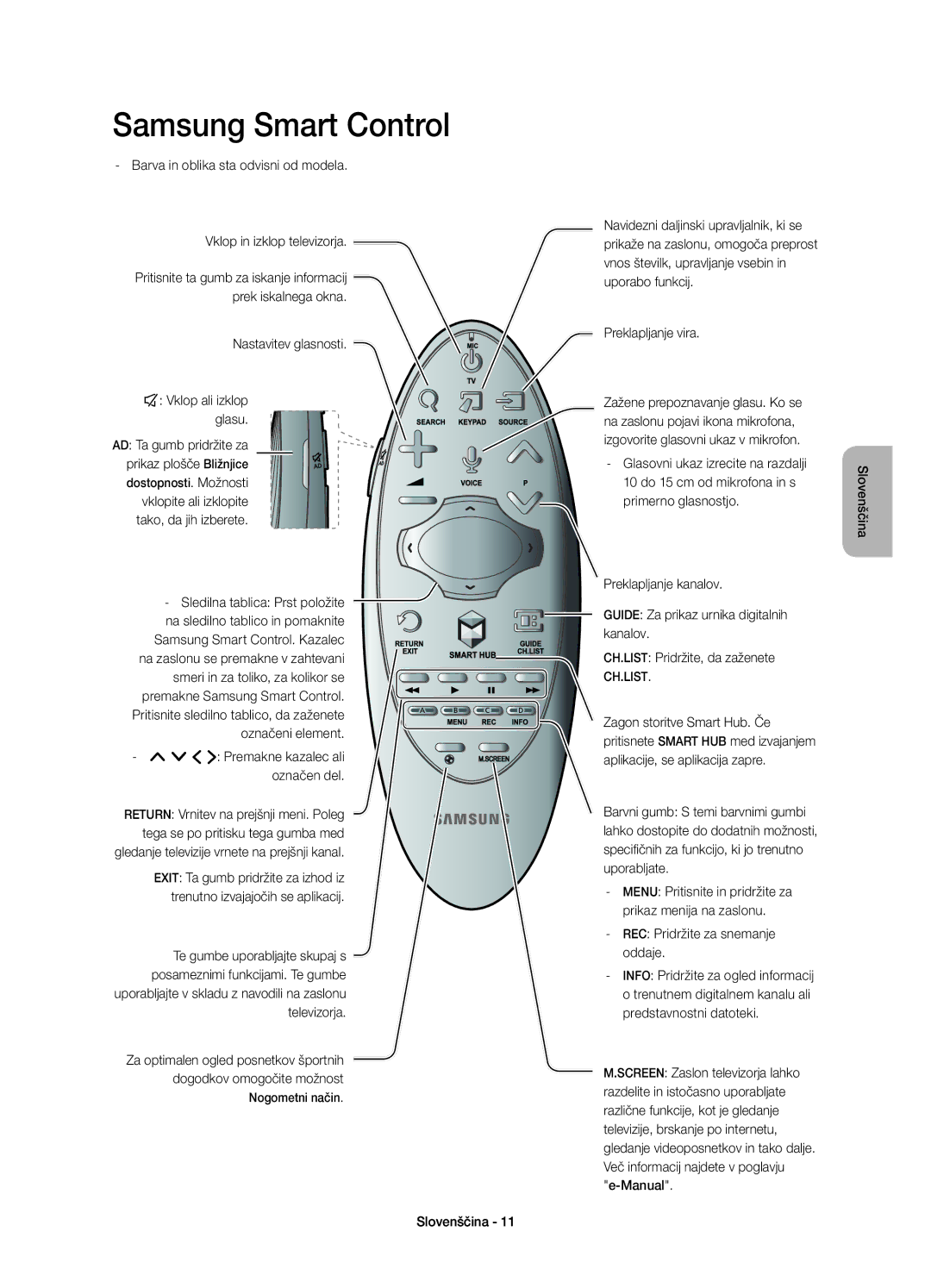 Samsung UE65HU7200SXZF, UE55HU7200SXZG manual Nastavitev glasnosti ¢ Vklop ali izklop glasu, Sledilna tablica Prst položite 