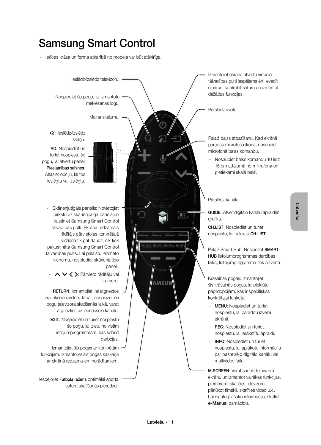 Samsung UE55HU7200SXXH, UE55HU7200SXZG manual Maina skaļumu ¢ Ieslēdz/izslēdz skaņu, Skārienjutīgais panelis Novietojiet 