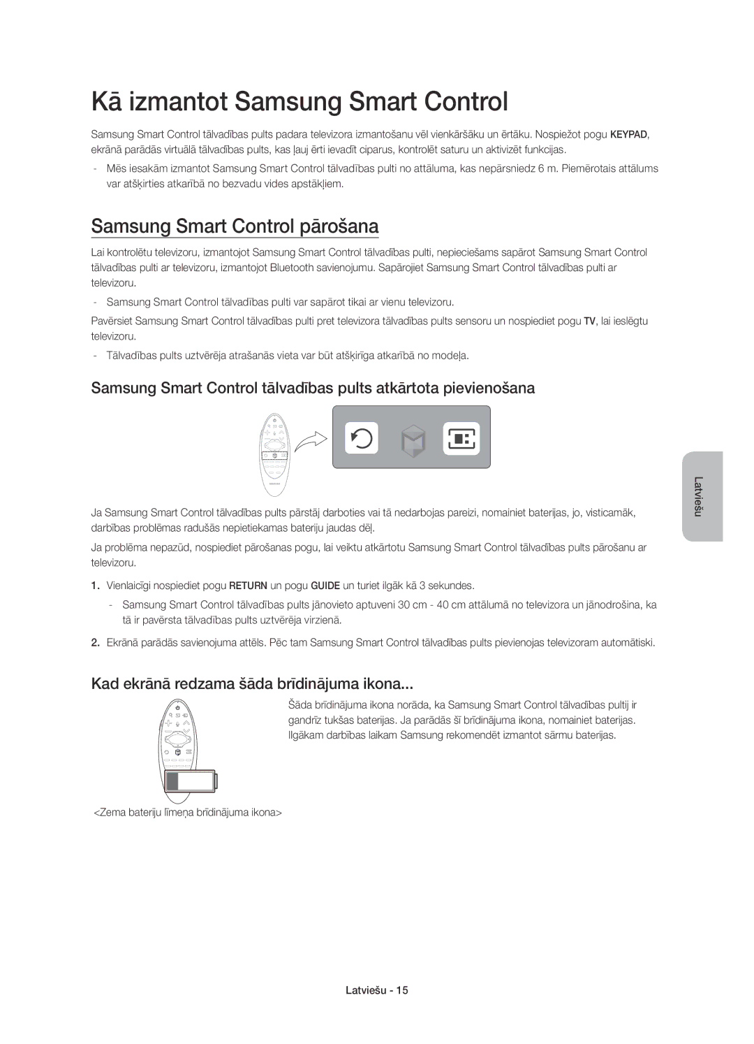 Samsung UE65HU7200SXZF, UE55HU7200SXZG, UE55HU7200SXXH Kā izmantot Samsung Smart Control, Samsung Smart Control pārošana 