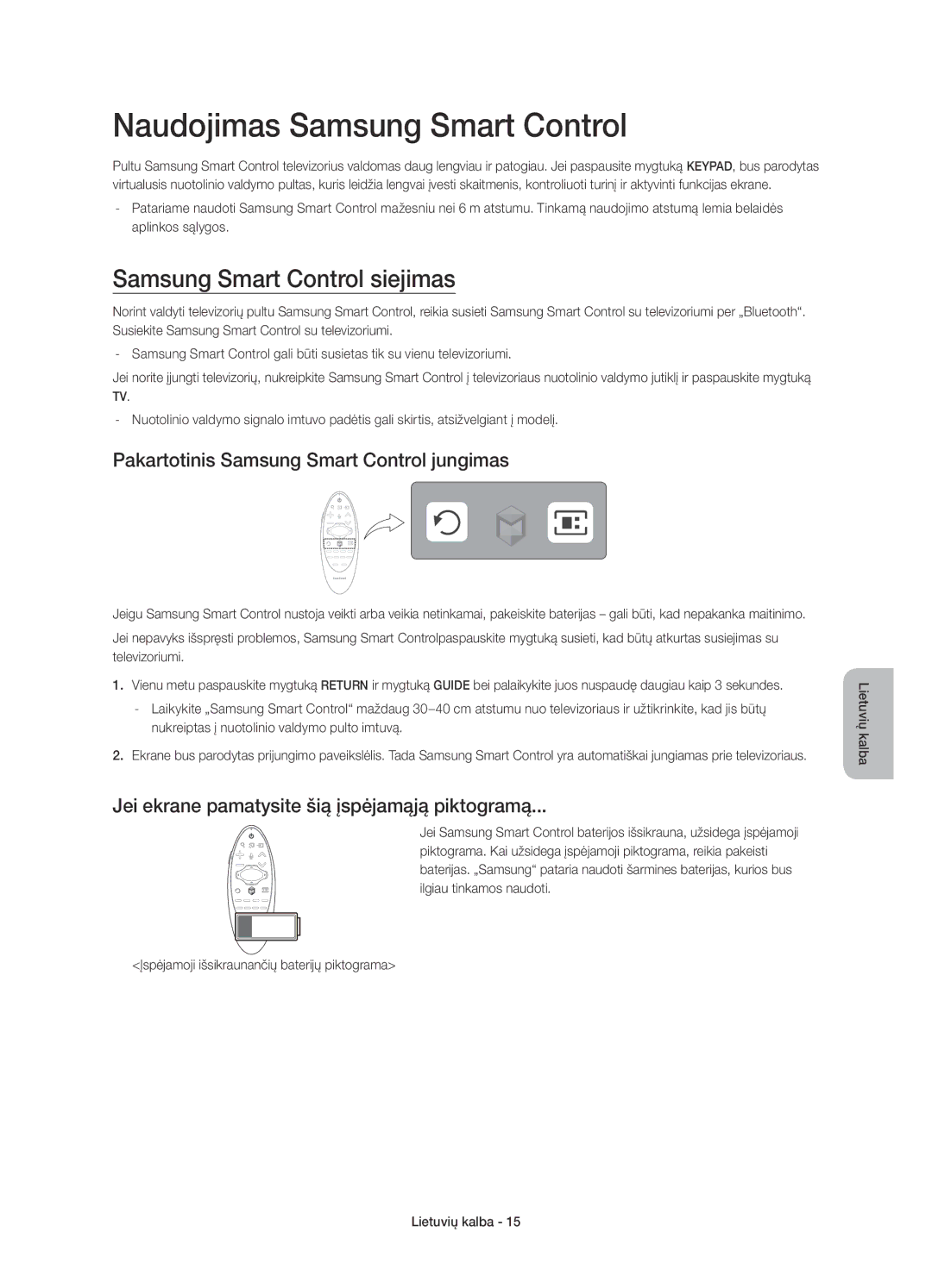 Samsung UE55HU7200SXXH, UE55HU7200SXZG, UE55HU7200SXXC Naudojimas Samsung Smart Control, Samsung Smart Control siejimas 