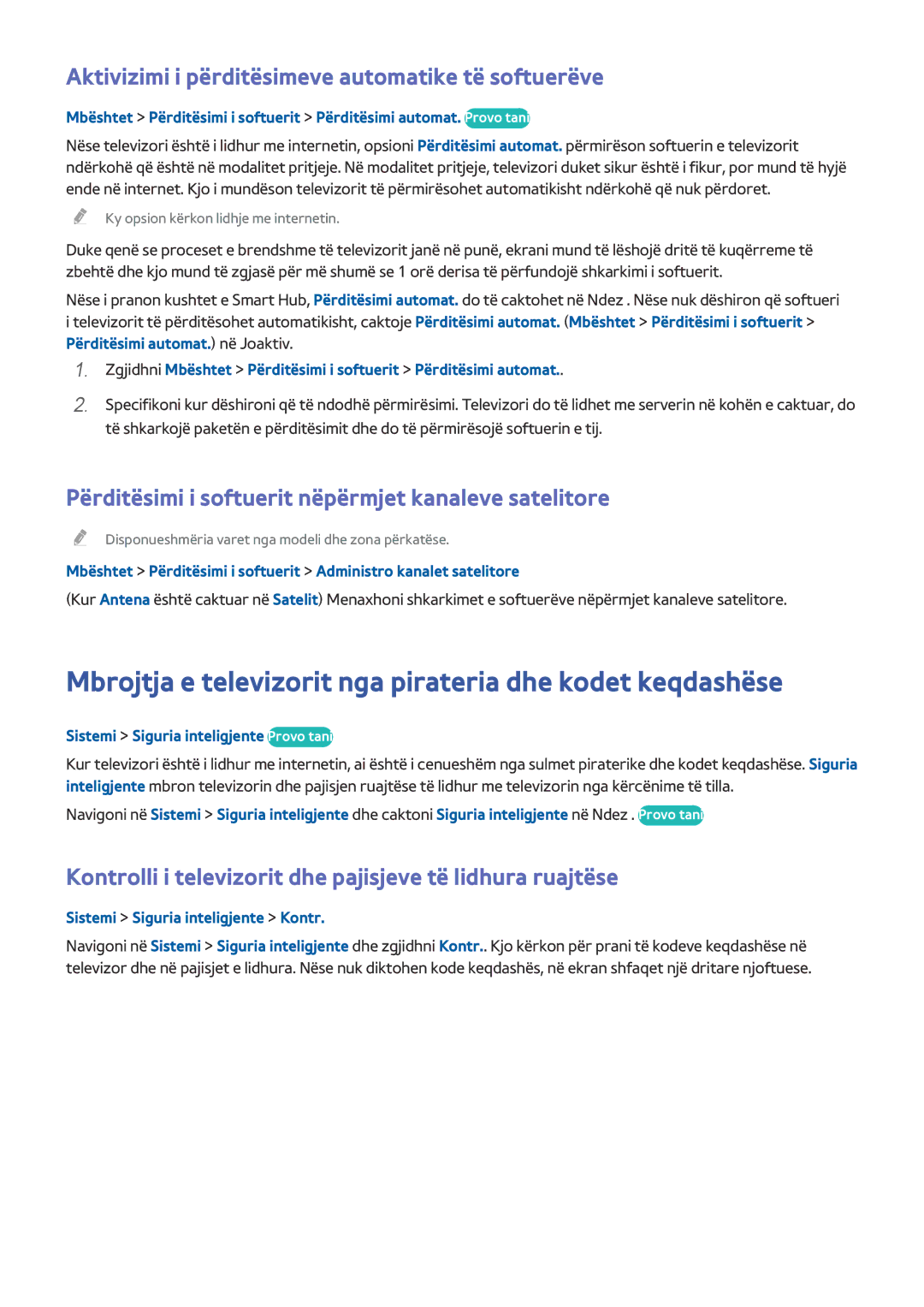 Samsung UE48HU7500TXXH, UE55HU7500TXXH, UE55HU8500TXXH manual Mbrojtja e televizorit nga pirateria dhe kodet keqdashëse 