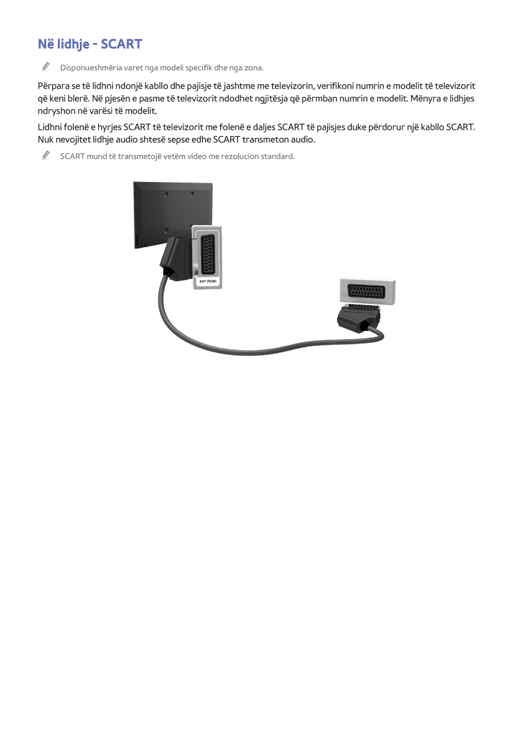 Samsung UE55HU6900UXXH, UE55HU7500TXXH, UE55HU8500TXXH, UE50HU6900UXXH, UE85HU7500TXXH, UE40HU6900UXXH manual Në lidhje Scart 