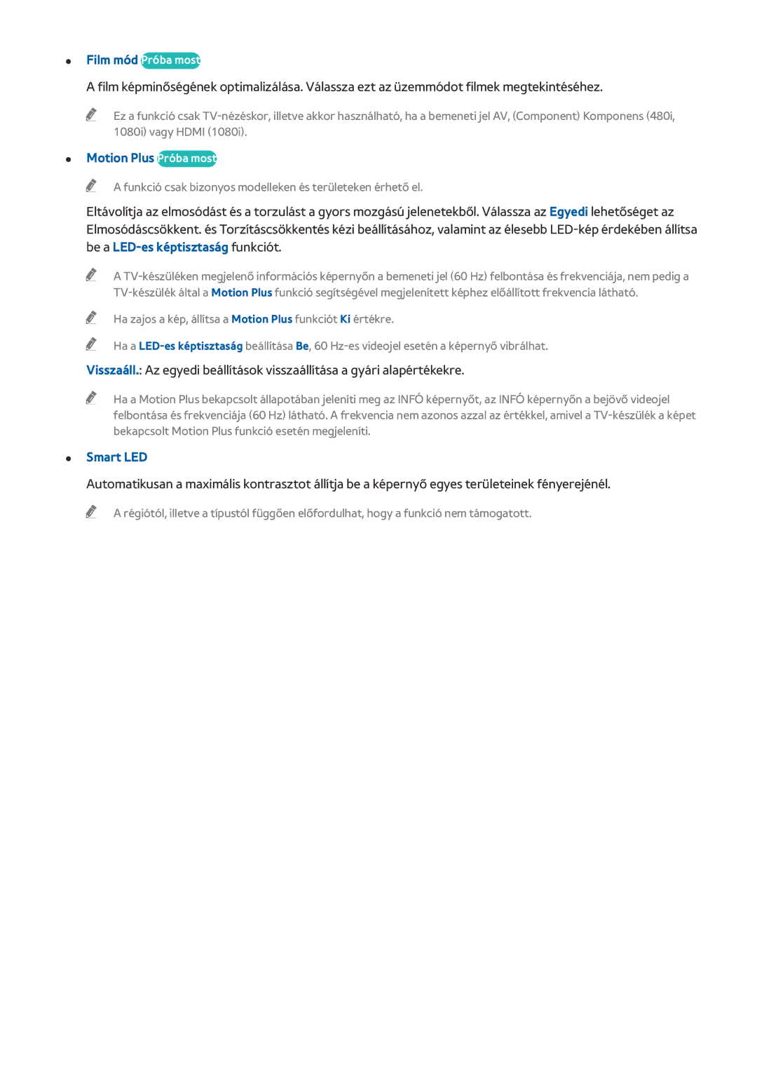Samsung UE65HU7100SXXN, UE55HU7590LXZG, UE55HU7200SXZG, UE48HU7590LXZG, UE65HU7500LXXC manual Motion Plus Próba most, Smart LED 
