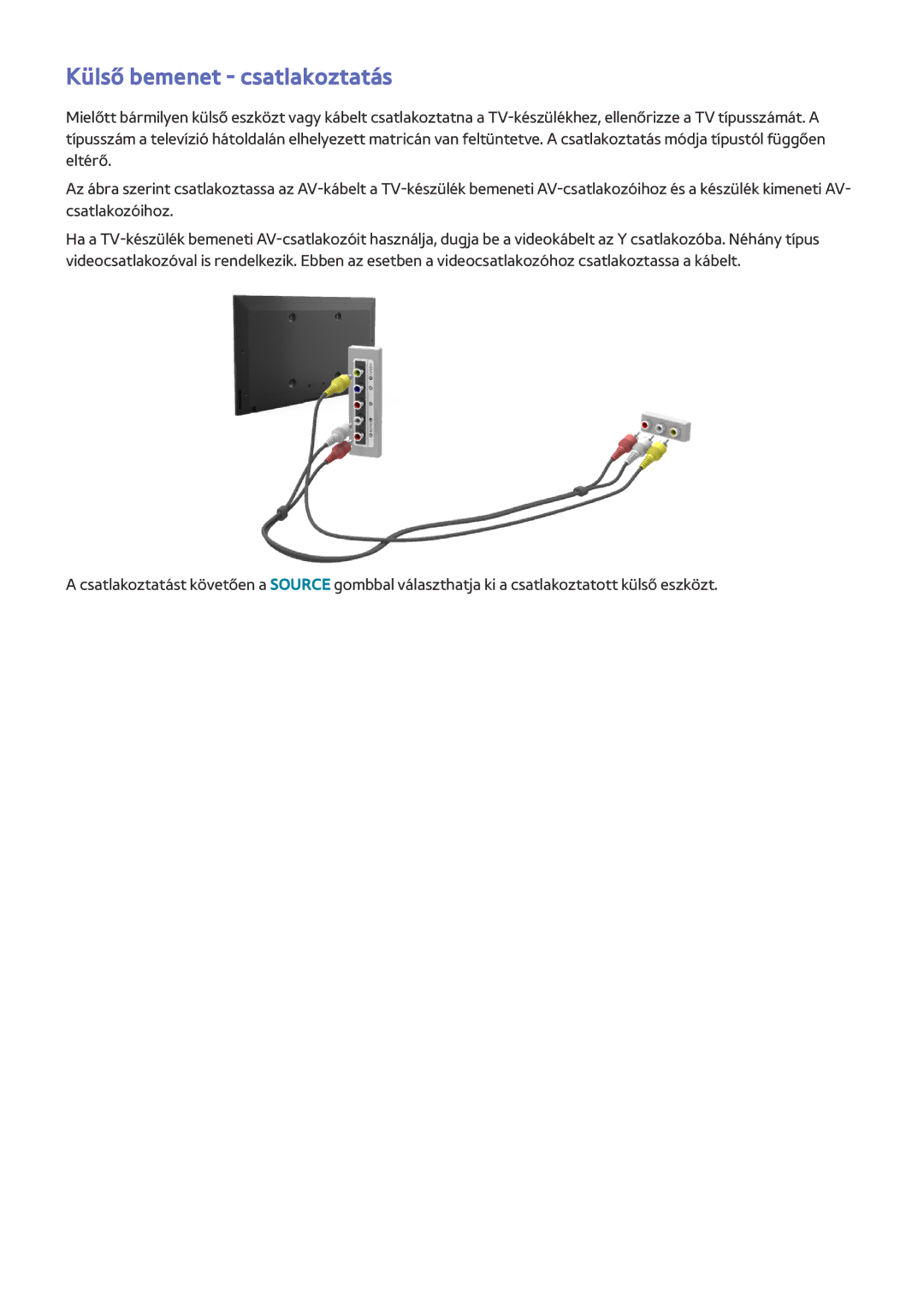 Samsung UE40HU6900SXZG, UE55HU7590LXZG, UE55HU7200SXZG, UE48HU7590LXZG, UE65HU7500LXXC manual Külső bemenet csatlakoztatás 