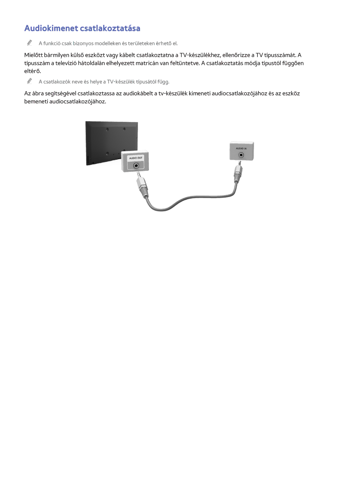 Samsung UE65HU7100SXZF, UE55HU7590LXZG, UE55HU7200SXZG, UE48HU7590LXZG, UE65HU7500LXXC manual Audiokimenet csatlakoztatása 