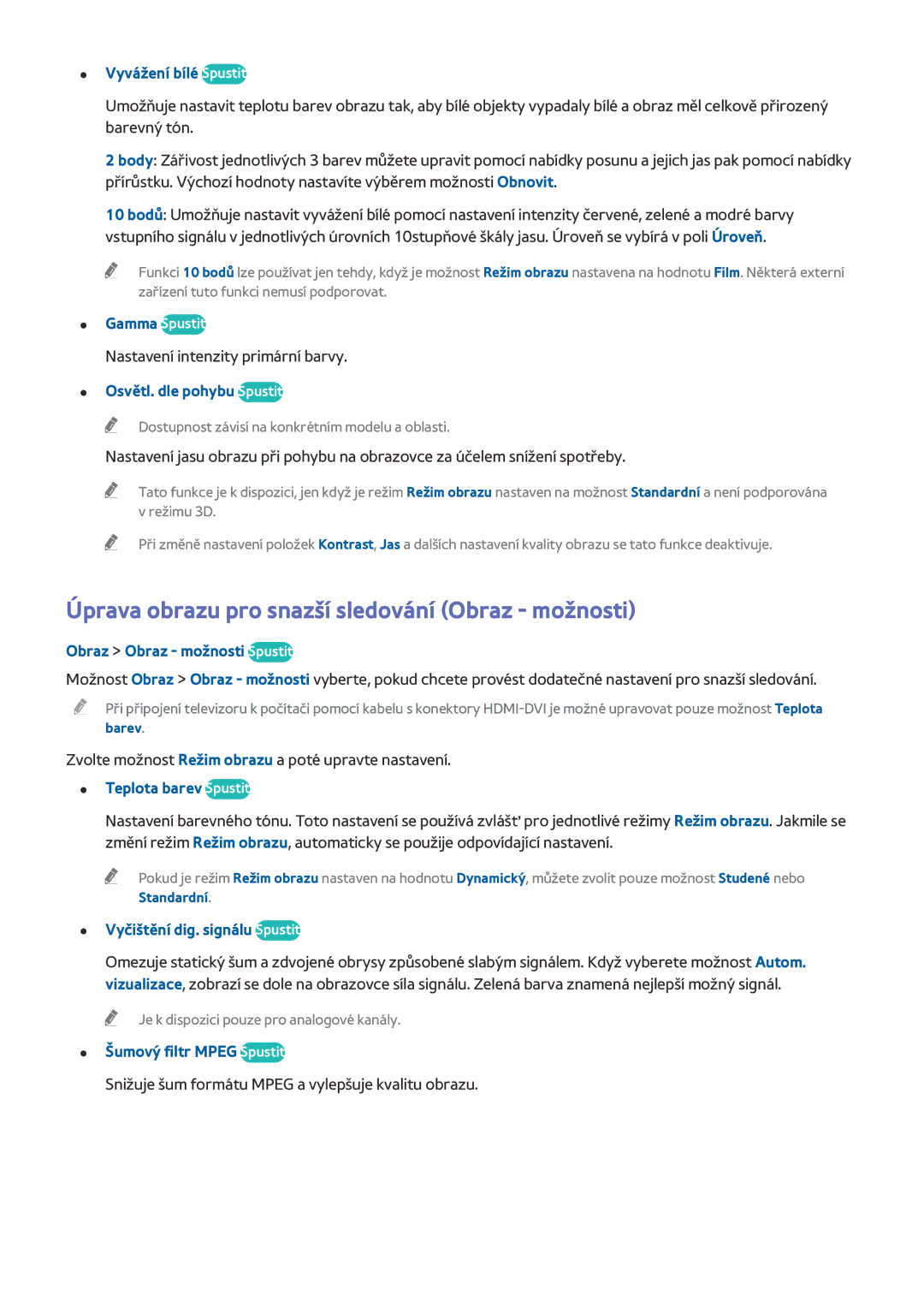 Samsung UE75HU7580TXZG, UE55HU7590LXZG, UE55HU7200SXZG, UE55HU7200SXXH Úprava obrazu pro snazší sledování Obraz možnosti 
