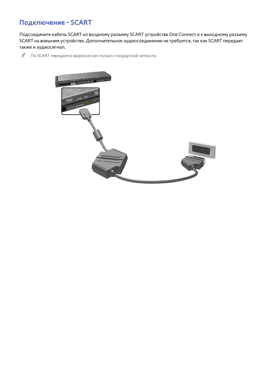 Samsung UE105S9WATXRU, UE55HU8500TXXH, UE78HU8500TXXH, UE65HU8500TXXH, UE55HU9000TXUZ, UE55HU8500TXUZ manual Подключение Scart 