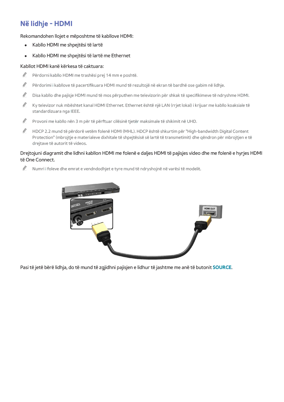 Samsung UE65HU8500TXXH, UE55HU8500TXXH, UE78HU8500TXXH manual Në lidhje Hdmi 