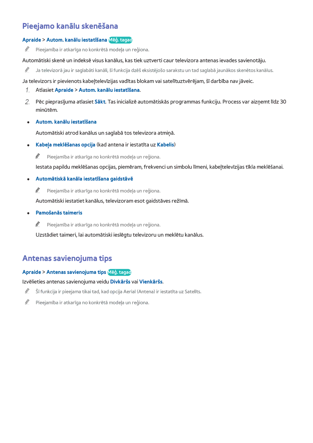 Samsung UE78HU8500TXXH, UE55HU8500TXXH, UE65HU8500TXXH manual Pieejamo kanālu skenēšana, Antenas savienojuma tips 