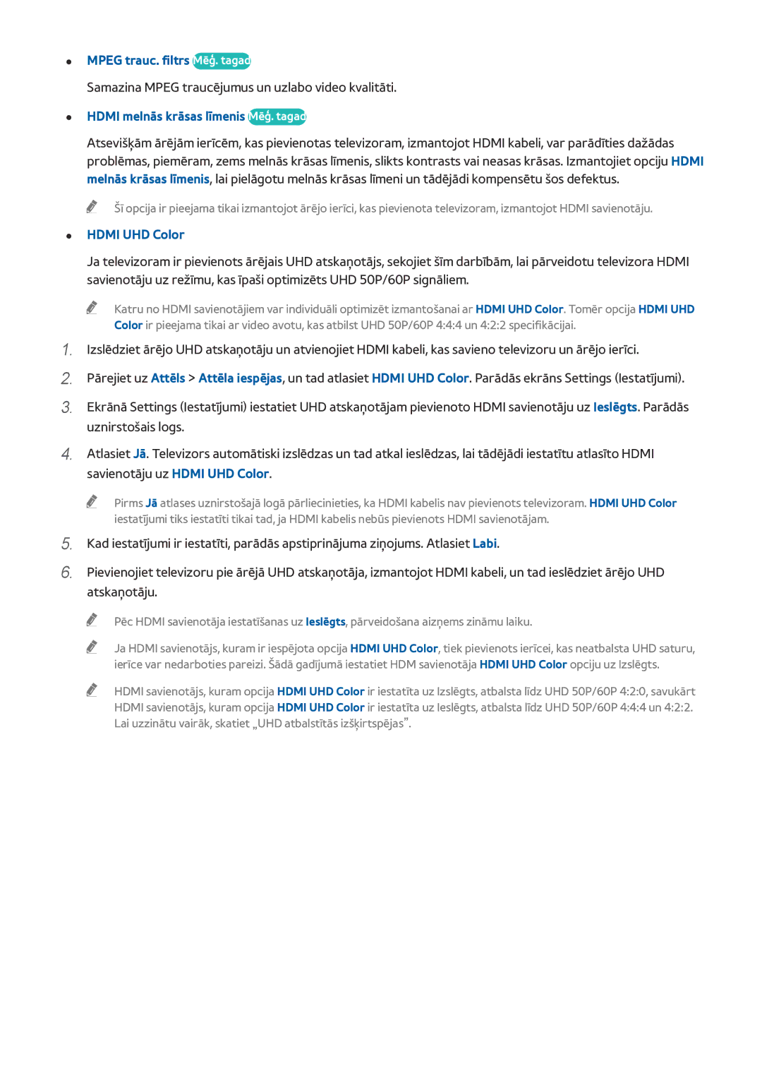 Samsung UE55HU8500TXXH Mpeg trauc. filtrs Mēģ. tagad, Samazina Mpeg traucējumus un uzlabo video kvalitāti, Hdmi UHD Color 