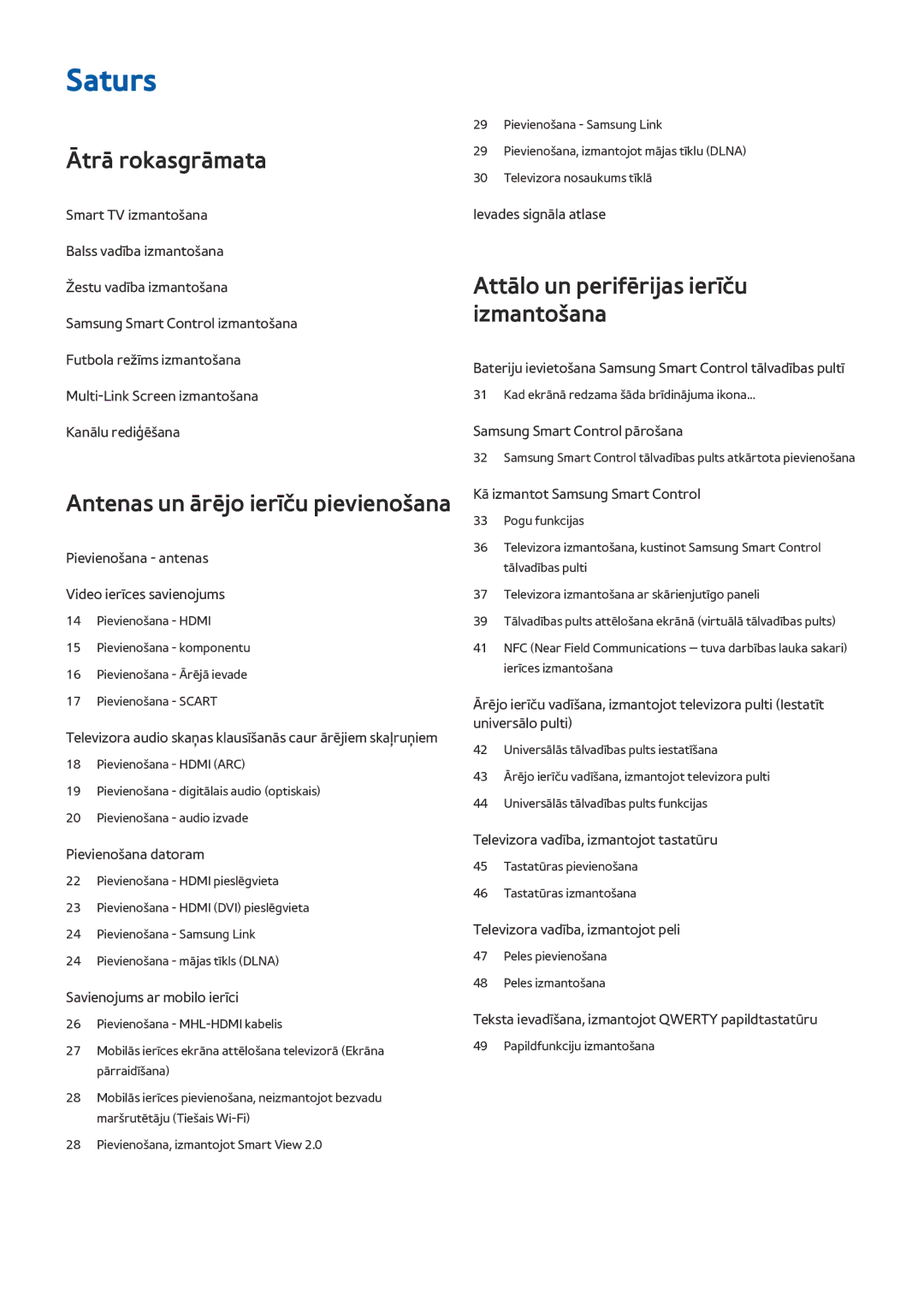 Samsung UE65HU8500TXXH, UE55HU8500TXXH, UE78HU8500TXXH manual Saturs 