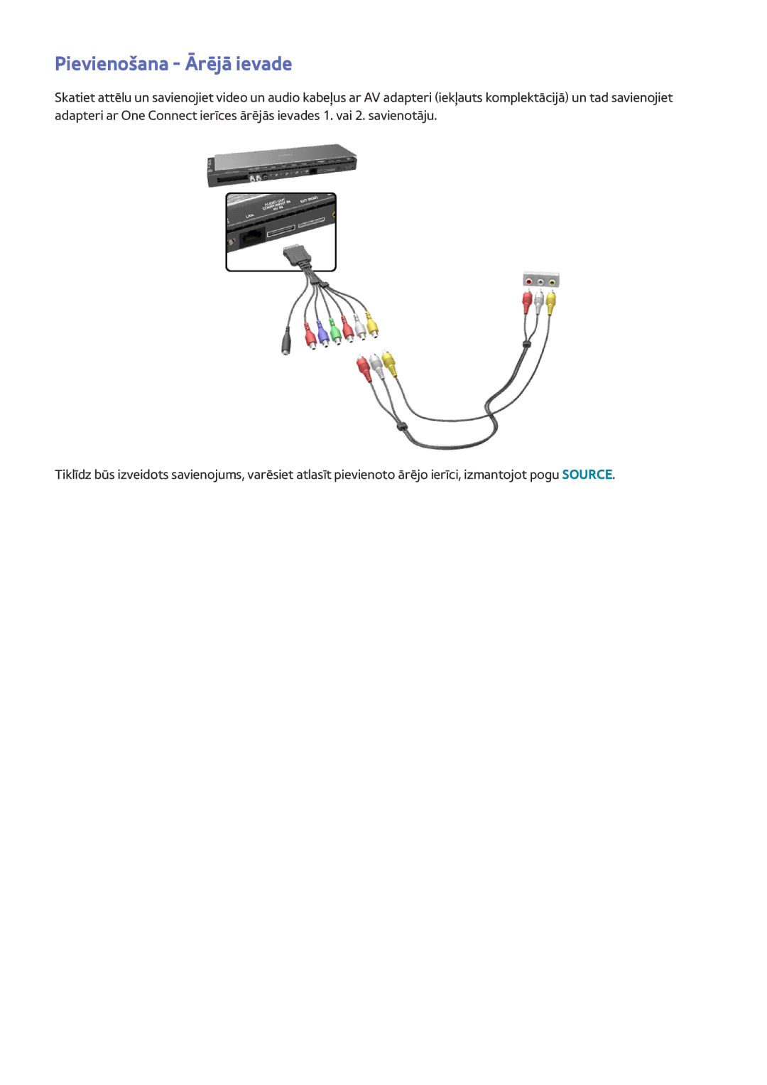 Samsung UE78HU8500TXXH, UE55HU8500TXXH, UE65HU8500TXXH manual Pievienošana Ārējā ievade 