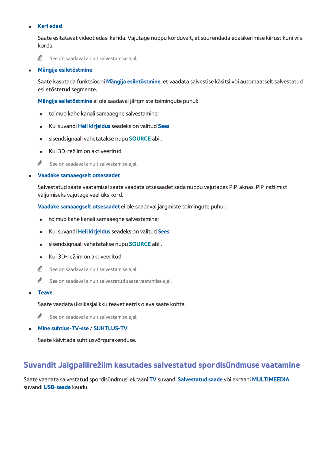 Samsung UE78HU8500TXXH, UE55HU8500TXXH manual Keri edasi, Vaadake samaaegselt otsesaadet, Mine suhtlus-TV-sse /SUHTLUS-TV 